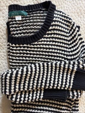 Pim + Larkin | Black and Cream Striped Sweater | size small